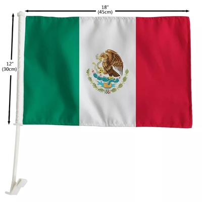 कस्टम कार फ्लैग स्क्रीन मुद्रित मेक्सिको कार फ्लैग प्लास्टिक पोल के साथ