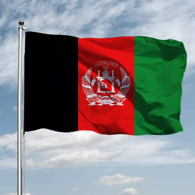 CMYK रंग 3x5 कस्टम ध्वज 100% पॉलिएस्टर अफगानिस्तान अंतर्राष्ट्रीय ध्वज